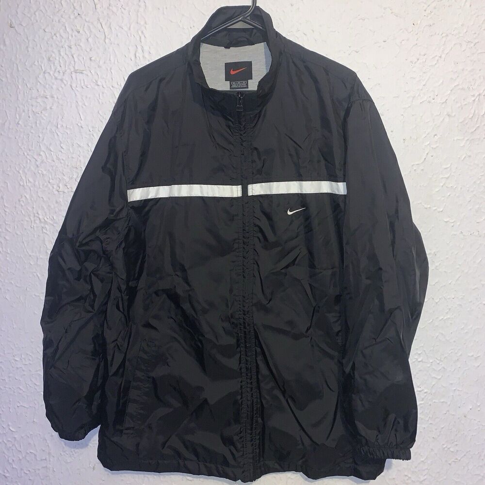 Vintage Y2K Nike Black Tag Red Swoosh Full Zip Windbreaker Jacket M